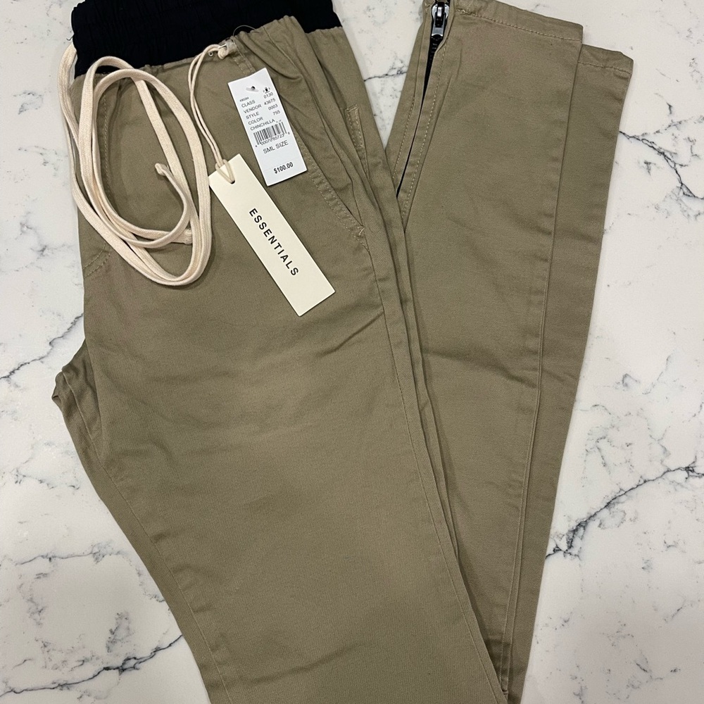 Essentials Men's Khaki Chinos with Black Waistband